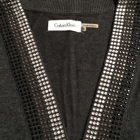 CALVIN KLEIN Rhinestone CROPPED Shrug, Dark Gray, NWT, Women’s Size M - Picture 8 of 9